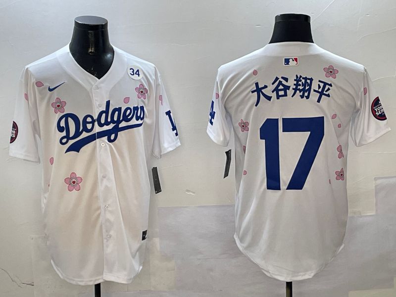Men Los Angeles Dodgers 17 Ohtani White Sakura Edition 2025 Nike MLB Jersey style 3202